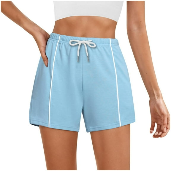 AherBiu Sweatshorts for Women Drawstring Elastic High Waisted Stretch Comfy Summer Shorts Homewear
