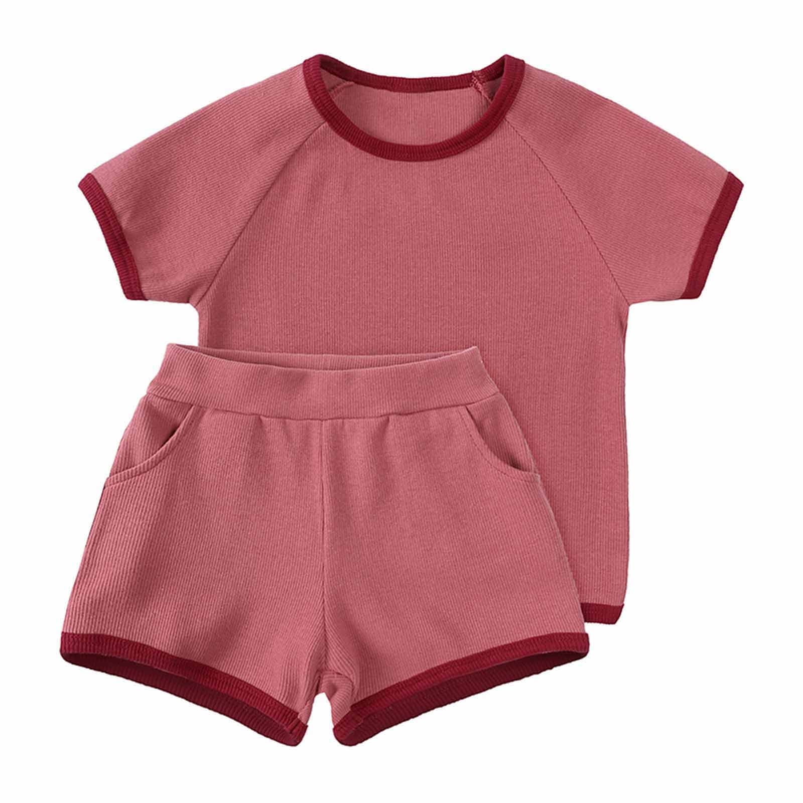 AherBiu Sweatsuits for Baby Toddler Girls Boys 2 Piece Summer Outfits