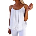 thumbnail image 1 of AherBiu Tank Tops for Women Chiffon Spaghetti Strap Cowl Neck Ruched Ruffle Dressy Casual Blouse Vacation Shirts, 1 of 6
