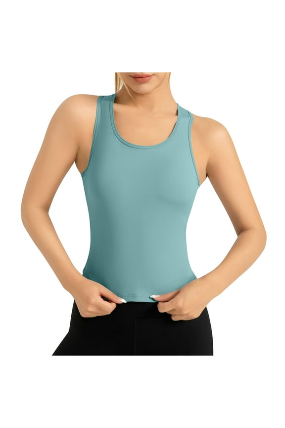 Tank Tops for Women Lightweight Slim Fitted Racerback Yoga Tops Basic Layer Cami Shirts Tees