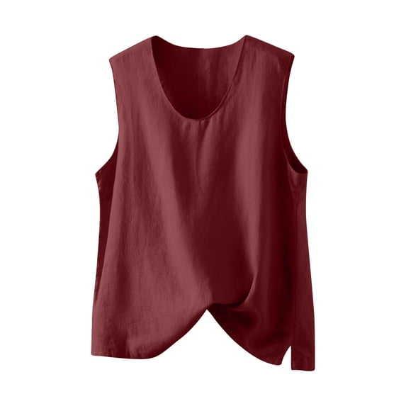 AherBiu Tank Tops for Women Lightweight Summer Casual Loose Round Neck Sleeveless Basic Shirts Blouse