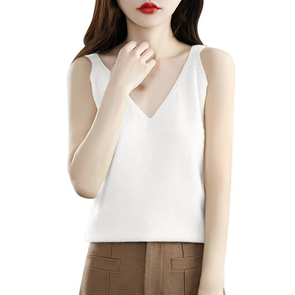 AherBiu Tank Tops for Women Sleeveless V Neck Shirts Basic Layer Pullover Sweater Top Blouse Undershirt