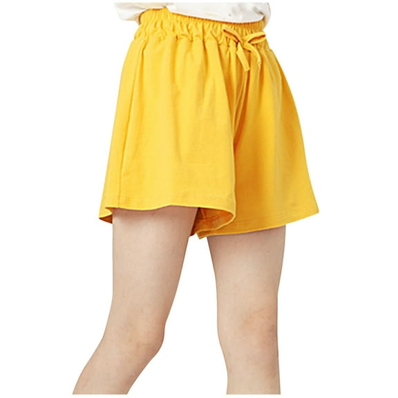 AherBiu Teen Girls Clothes Elastic High Waisted Drawstring Activewear Shorts Summer Casual Wide Leg Shorts