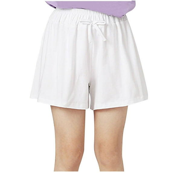 AherBiu Teen Girls Clothes Elastic High Waisted Drawstring Activewear Shorts Summer Casual Wide Leg Shorts