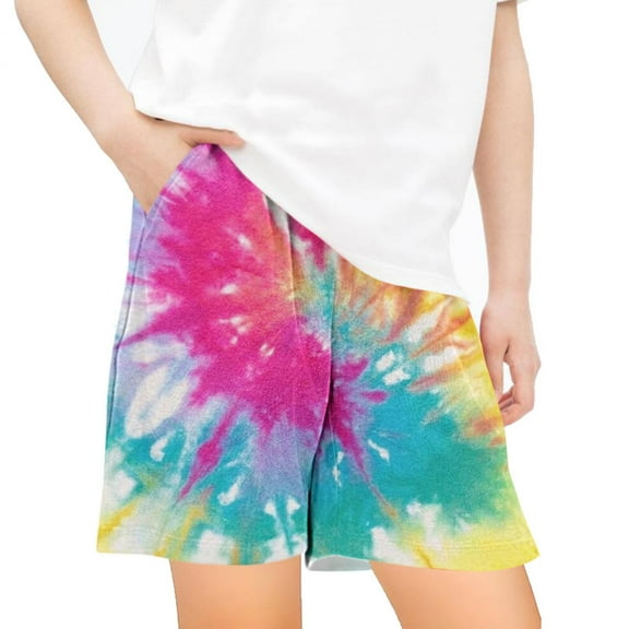 AherBiu Teen Girls Clothes Summer Shorts Tie-Dye Casual Loose Comfy Bottoms Shorts with Pockets