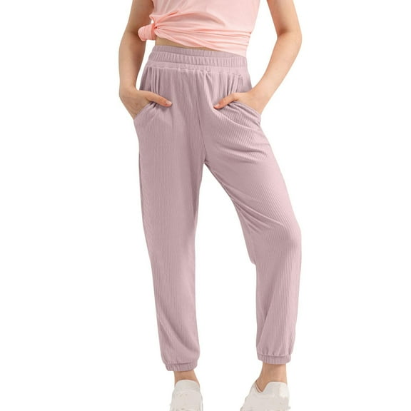 AherBiu Teen Kid Girls Clothes Summer Casual Lightweight Sweatpants High Waisted Joggers Cinch Bottoms Pants