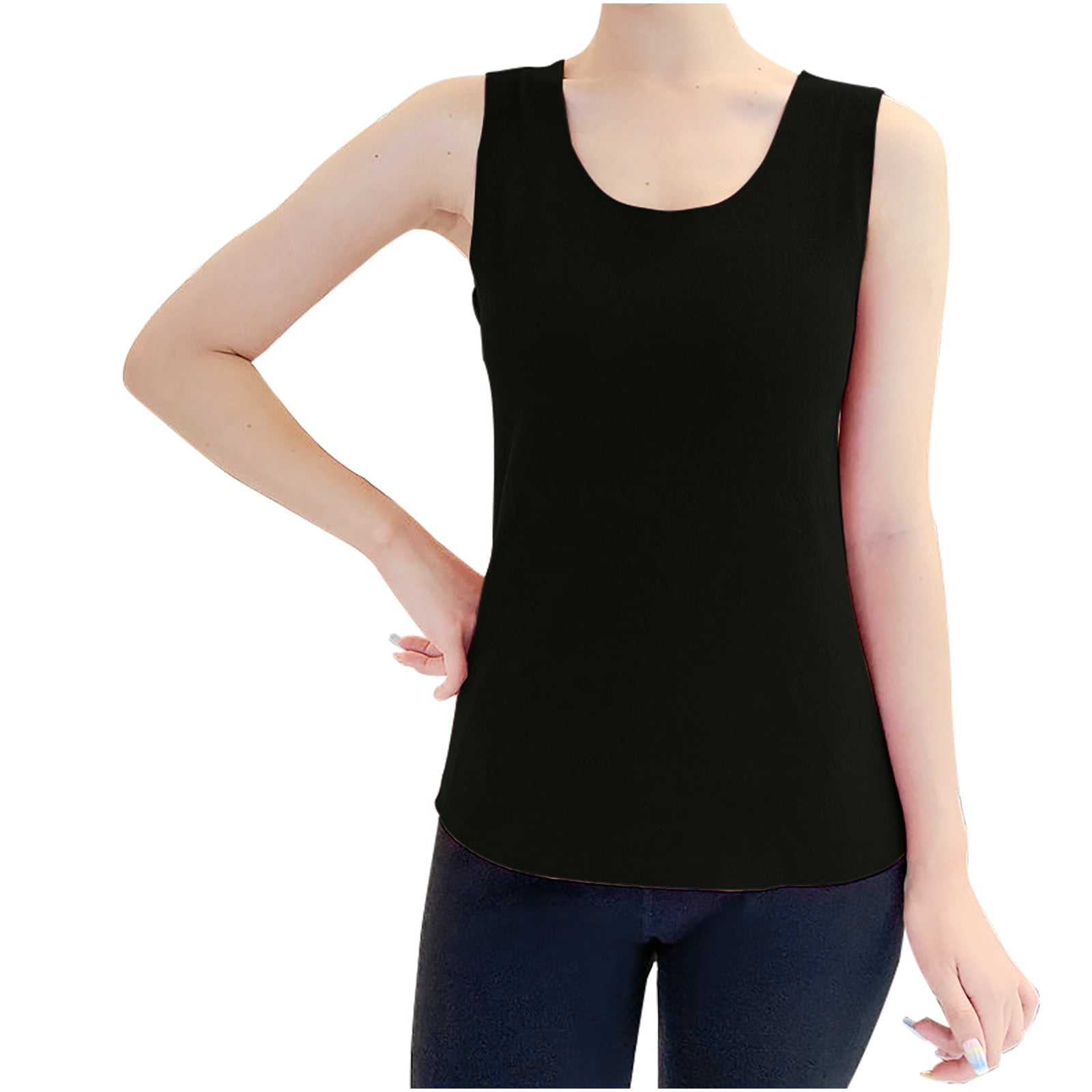 AherBiu Thermal Warm Tank Tops for Women Sleeveless Undershirts Winter Basic Layer Pajamas Top