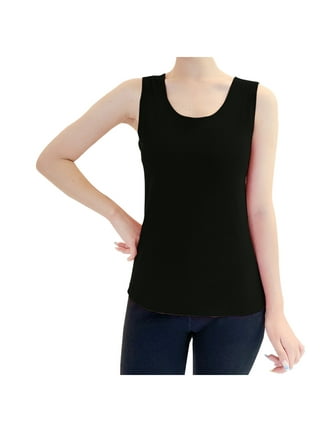 Flenwgo Womens Cotton Thermal Fleece Lined Underwear Tops Cami Tank Top  Warm Base Layer Vest Black M/(Fit 88~115 lb) at  Women's Clothing  store