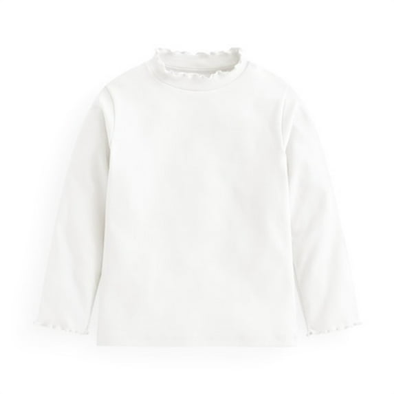 AherBiu Toddler Baby Clothes Girls Cotton T Shirts High Neck Long Sleeve Tops Comfy Cute Blouse