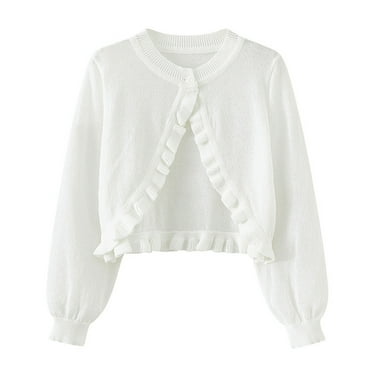AherBiu Toddler Baby Clothes Girls Cute Cardigan Button Open Front Knitted Cotton Long Sleeve Tops
