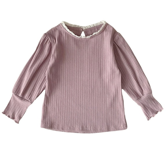 AherBiu Toddler Baby Girl Clothes Cute Blouse Long Sleeve Tops Crewneck Basic Layer Top Tees T Shirts