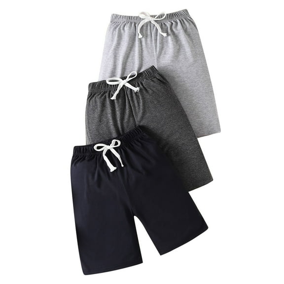 AherBiu Toddler Boys Clothes 3 Pack Cotton Shorts Summer Pajamas Comfy Bottoms Solid Color Sleepwear Shorts