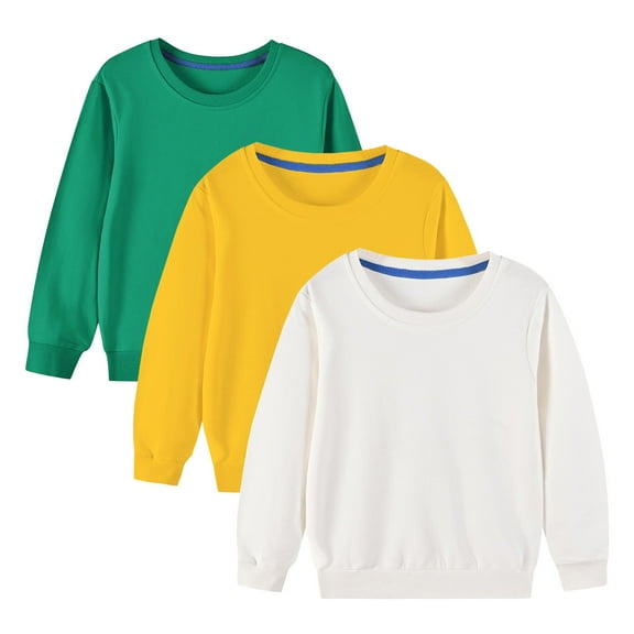 AherBiu Toddler Boys Clothes 3pc Tops Crewneck Sweatshirt Long Sleeve Basic T Shirts Pullover Tees