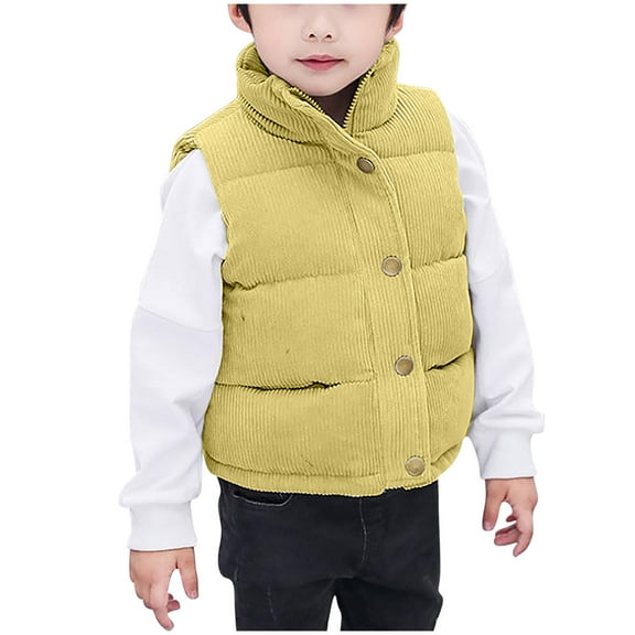 AherBiu Toddler Boys Clothes Corduroy Vests Button Zip up Stand Collar Sleeveless Winter Jackets Waistcoat