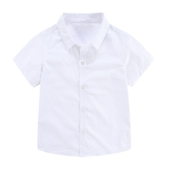 AherBiu Toddler Boys Clothes School Kids Formal Tops Button down Shirt Lapel Short Sleeve Dress Tops