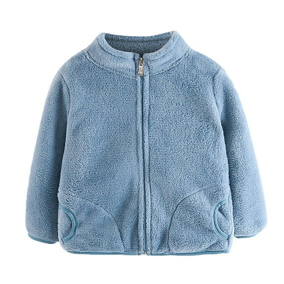 AherBiu Toddler Girl Boys Fleece Jackets Zip up Stand Collar Long Sleeve Unisex Kids Fall Coats Solid Color