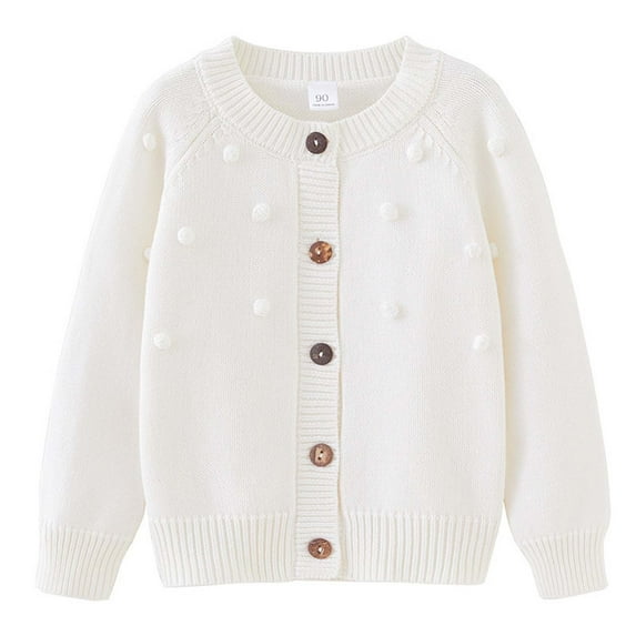 AherBiu Toddler Girls Clothes Cardigan Button down Crewneck Open Front Knitted Sweater Long Sleeve Tops