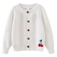 thumbnail image 1 of AherBiu Toddler Girls Clothes Cardigan Button down Crewneck Open Front Knitted Sweater Long Sleeve Tops, 1 of 3