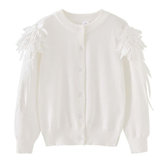 AherBiu Toddler Girls Clothes Cardigan Button down Crewneck Open Front Knitted Sweater Long Sleeve Tops