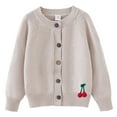thumbnail image 1 of AherBiu Toddler Girls Clothes Cardigan Button down Crewneck Open Front Knitted Sweater Long Sleeve Tops, 1 of 3