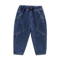 thumbnail image 1 of AherBiu Toddler Girls Clothes Elastic High Waisted Fleece Lined Jeans Streetwear Denim Pants for Kids, 1 of 6