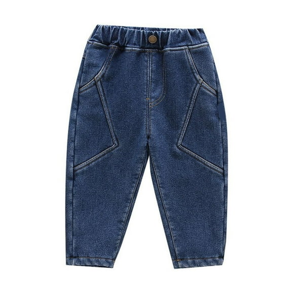 AherBiu Toddler Girls Clothes Elastic High Waisted Fleece Lined Jeans Streetwear Denim Pants for Kids