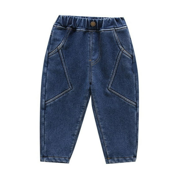 AherBiu Toddler Girls Clothes Elastic High Waisted Fleece Lined Jeans Streetwear Denim Pants for Kids