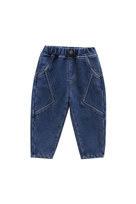 Toddler Girls Clothes Elastic High Waisted Fleece Lined Jeans Streetwear Denim Pants for Kids