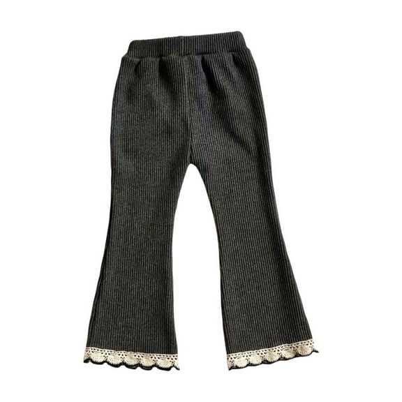 AherBiu Toddler Girls Clothes Flare Pants High Waisted Lace Bell Bottom Leg Ribbed Leggings Trousers