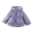 thumbnail image 1 of AherBiu Toddler Girls Clothes Fuzzy Plush Zip up Hooded Long Sleeve Thermal Warm Elastic Waist Coats, 1 of 2