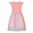 thumbnail image 1 of AherBiu Toddler Girls Clothes Mesh Patchwork Midi Dress Cap Sleeve Glitter Layered Ruffle Flowy Tulle Dresses, 1 of 7