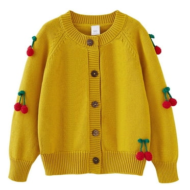 AherBiu Toddler Girls Clothes Open Front Cardigan Button down Crewneck Long Sleeve Knitwear Sweater Tops