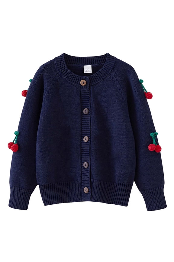 Toddler Girls Clothes Open Front Cardigan Button down Crewneck Long Sleeve Knitwear Sweater Tops