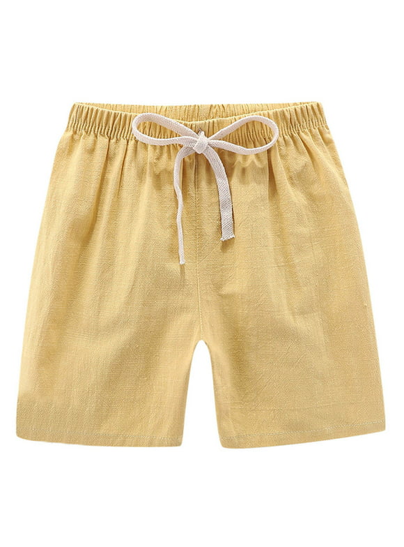 AherBiu Toddler Girls Clothes Summer Shorts Cotton Linen High Waisted Drawstring Lightweight Shorts