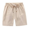 thumbnail image 1 of AherBiu Toddler Girls Clothes Summer Shorts Cotton Linen High Waisted Drawstring Lightweight Shorts, 1 of 4