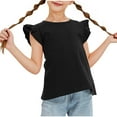 thumbnail image 1 of AherBiu Toddler Girls Clothes Summer Tops Ruffle Cap Sleeve Crewneck Cotton Tshirt Cute Tees for Kids Teens, 1 of 7