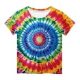thumbnail image 1 of AherBiu Toddler Girls Clothes Tie-Dye Tops Short Sleeve Summer Casual Loose Crewneck Top Tees Tshirt for Kids, 1 of 5