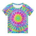 thumbnail image 1 of AherBiu Toddler Girls Clothes Tie-Dye Tops Short Sleeve Summer Casual Loose Crewneck Top Tees Tshirt for Kids, 1 of 5