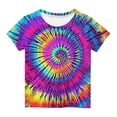 thumbnail image 1 of AherBiu Toddler Girls Clothes Tie-Dye Tops Short Sleeve Summer Casual Loose Crewneck Top Tees Tshirt for Kids, 1 of 5