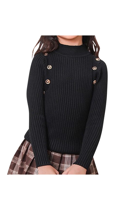 Toddler Girls Clothes Turtleneck Long Sleeve Ribble Knitted Pullover Sweater Tops Basic Layer Undershirt