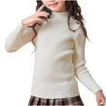 thumbnail image 1 of AherBiu Toddler Girls Clothes Turtleneck Long Sleeve Ribble Knitted Pullover Sweater Tops Basic Layer Undershirt, 1 of 4