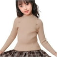 thumbnail image 1 of AherBiu Toddler Girls Clothes Turtleneck Long Sleeve Ribble Knitted Pullover Sweater Tops Basic Layer Undershirt, 1 of 5