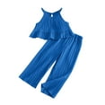 thumbnail image 1 of AherBiu Toddler Girls Cothes Kid 2 Piece Summer Outfits Ruffle Flowy Tank Top with Wide Leg Pants Set, 1 of 3