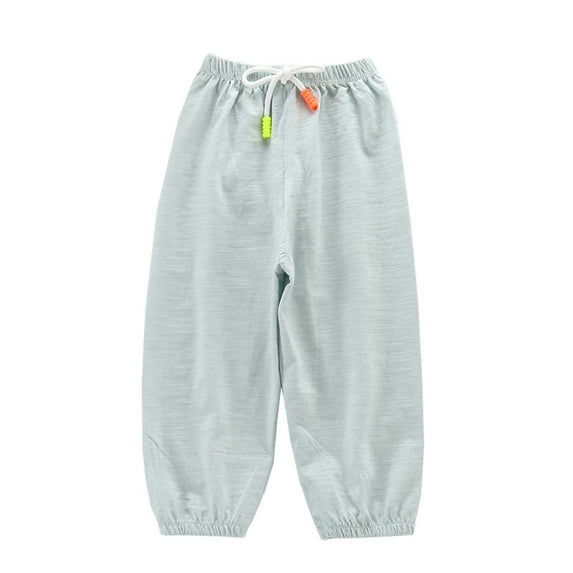 AherBiu Toddler Girls Cotton Pants Drawstring Waist Elastic Hem Slacks Lounge Pants Solid Color