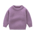 thumbnail image 1 of AherBiu Toddler Kids Sweaters Crew Neck Long Sleeve Ribble Knit Tops Solid Color Girl Boy Sweater, 1 of 7