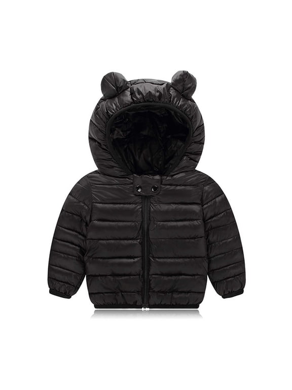 Toddler Puffer Jackets Unisex Winter Coats Lightweight Zip up Ear Hooded Boys Girls Quilted Outerwear