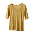 thumbnail image 1 of AherBiu Undershirts for Women Short Sleeve Round Neck Soft Comfy Basic Layer Tops Tees Shirts Homewear, 1 of 6