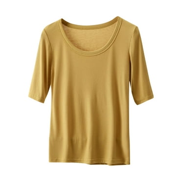 AherBiu Undershirts for Women Short Sleeve Round Neck Soft Comfy Basic Layer Tops Tees Shirts Homewear