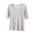 thumbnail image 1 of AherBiu Undershirts for Women Short Sleeve Round Neck Soft Comfy Basic Layer Tops Tees Shirts Homewear, 1 of 6