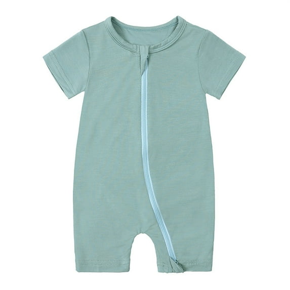 AherBiu Unisex Baby Clothes Short Sleeve Zip up Rompers Infant Crewneck Cotton Comfy Jumpsuit Playsuit